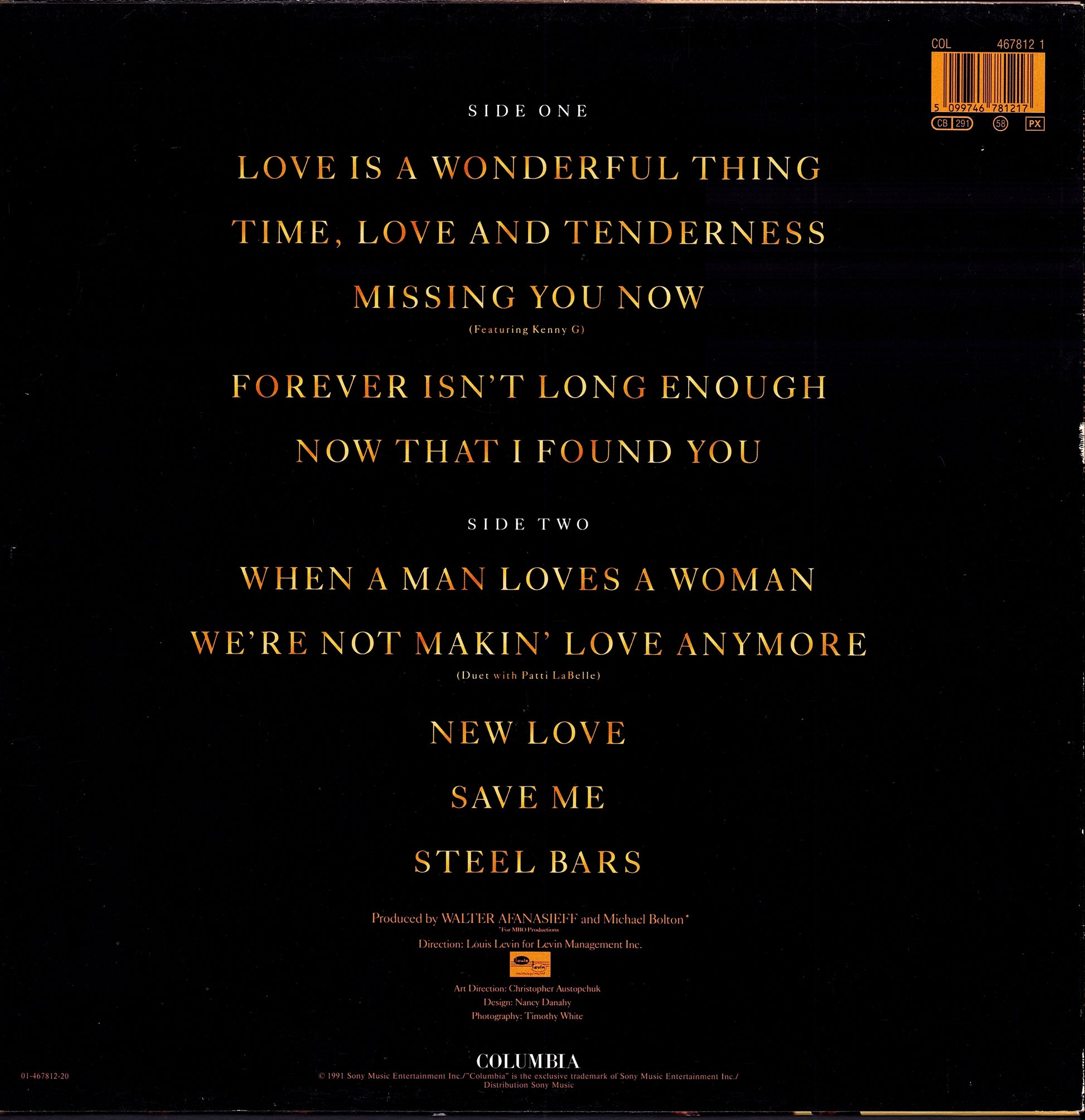Michael Bolton – Time, Love & Tenderness Vinyl LP | EU Original | 1991
