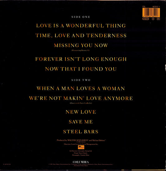 Michael Bolton – Time, Love & Tenderness Vinyl LP | EU Original | 1991