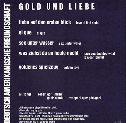 Deutsch Amerikanische Freundschaft ‎- Gold Und Liebe Vinyl LP