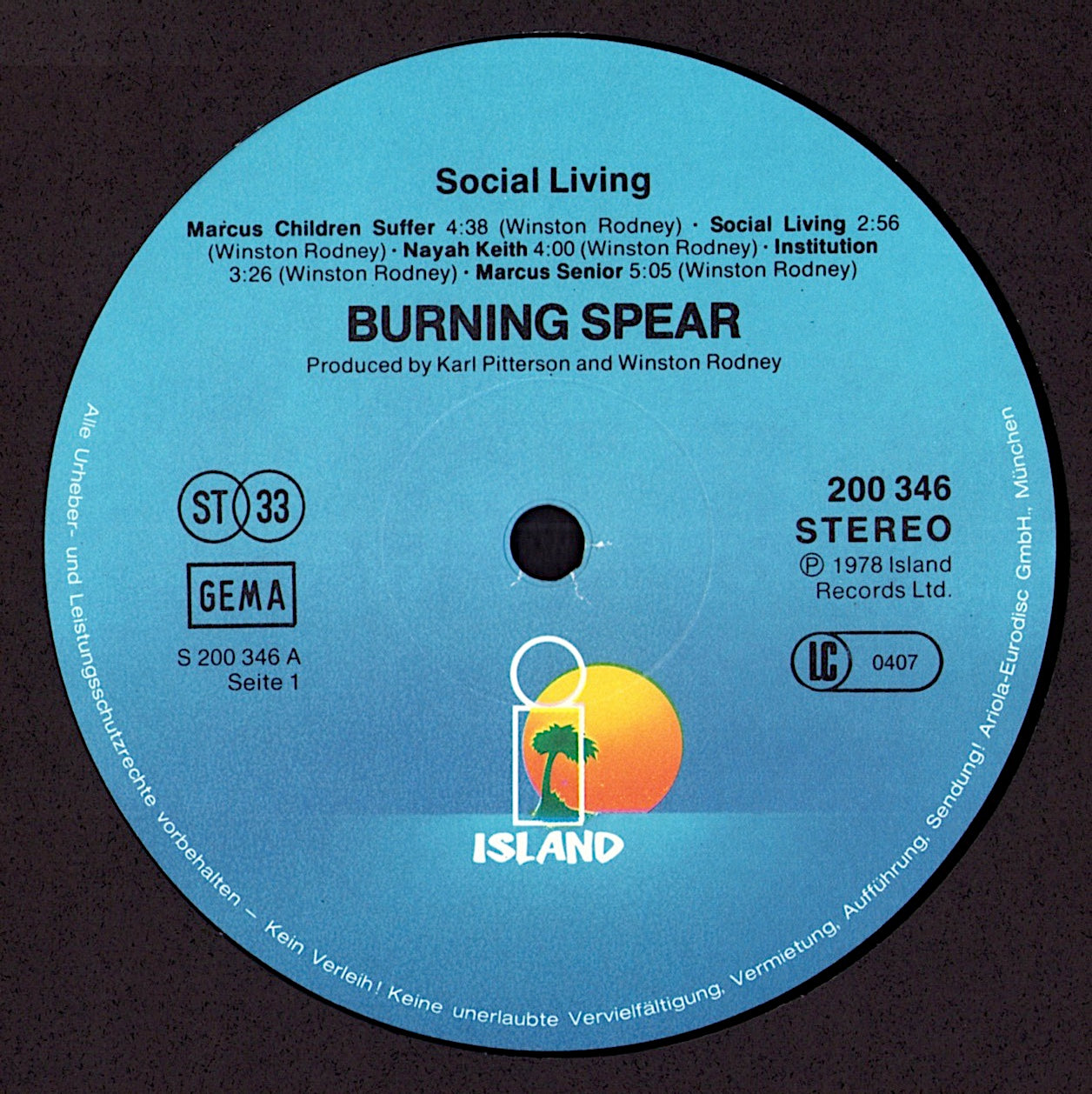 Burning Spear ‎– Social Living Vinyl LP Kopie Kopie