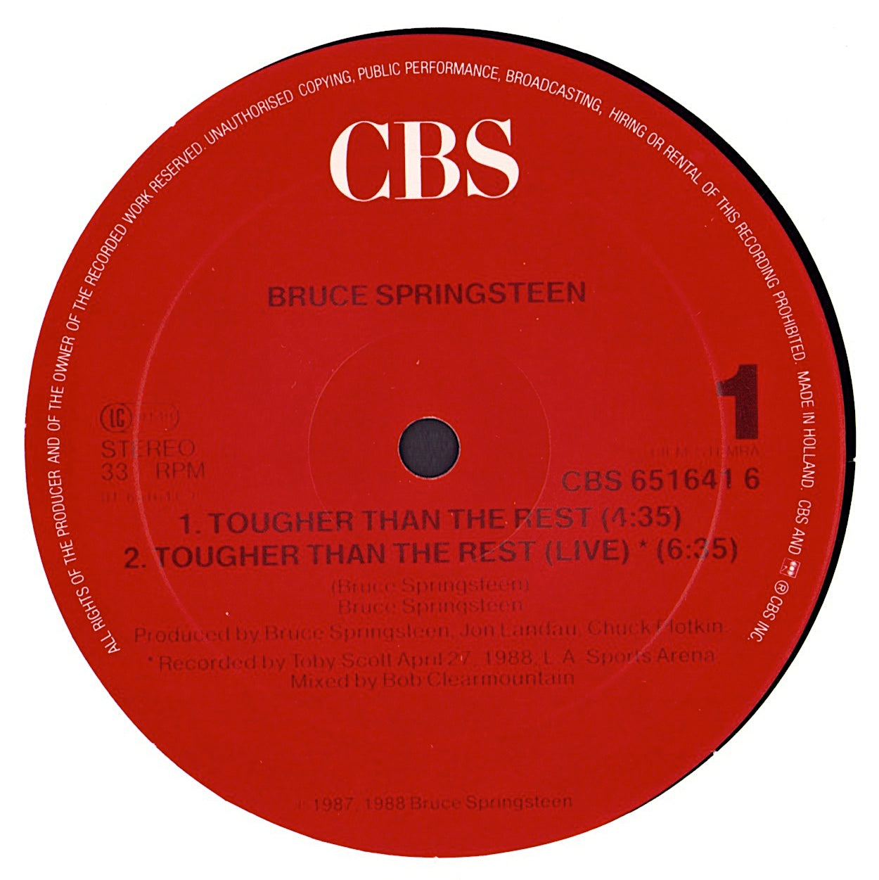 Bruce Springsteen ‎– Tougher Than The Rest Vinyl 12"