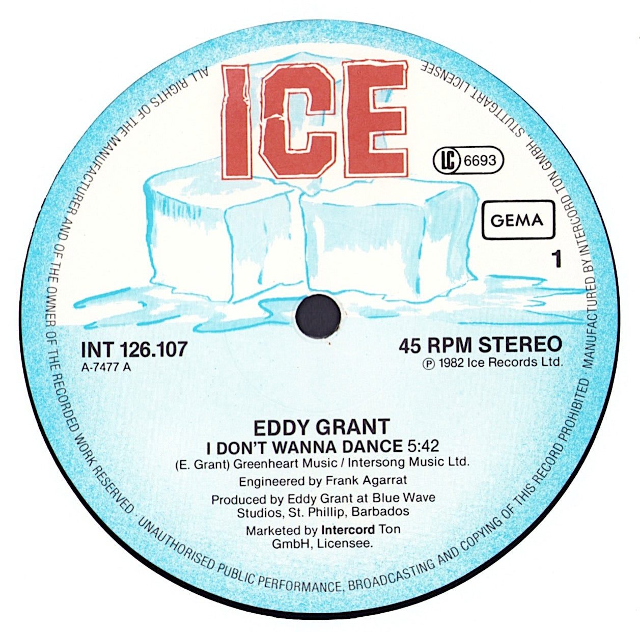 Eddy Grant - I Don't Wanna Dance Vinyl 12" Maxi-Single