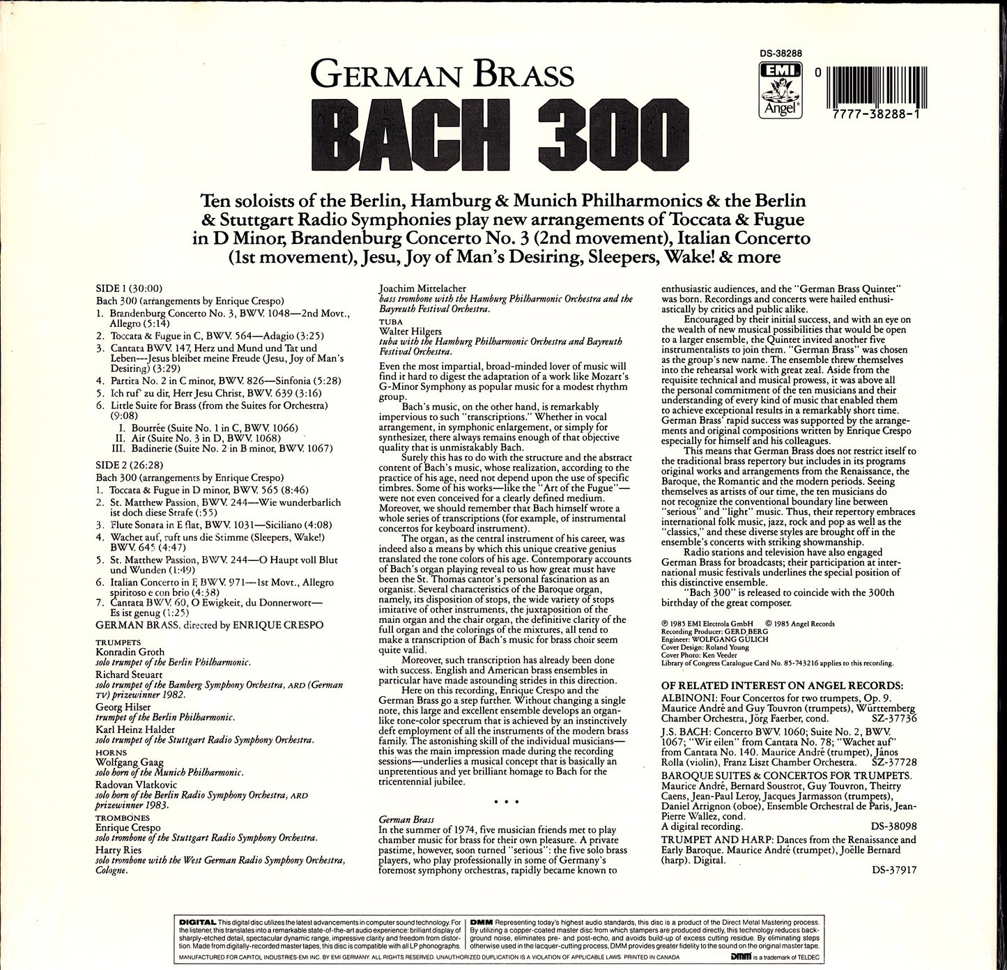 German Brass – Bach 300 Vinyl LP | EU Original | 1985