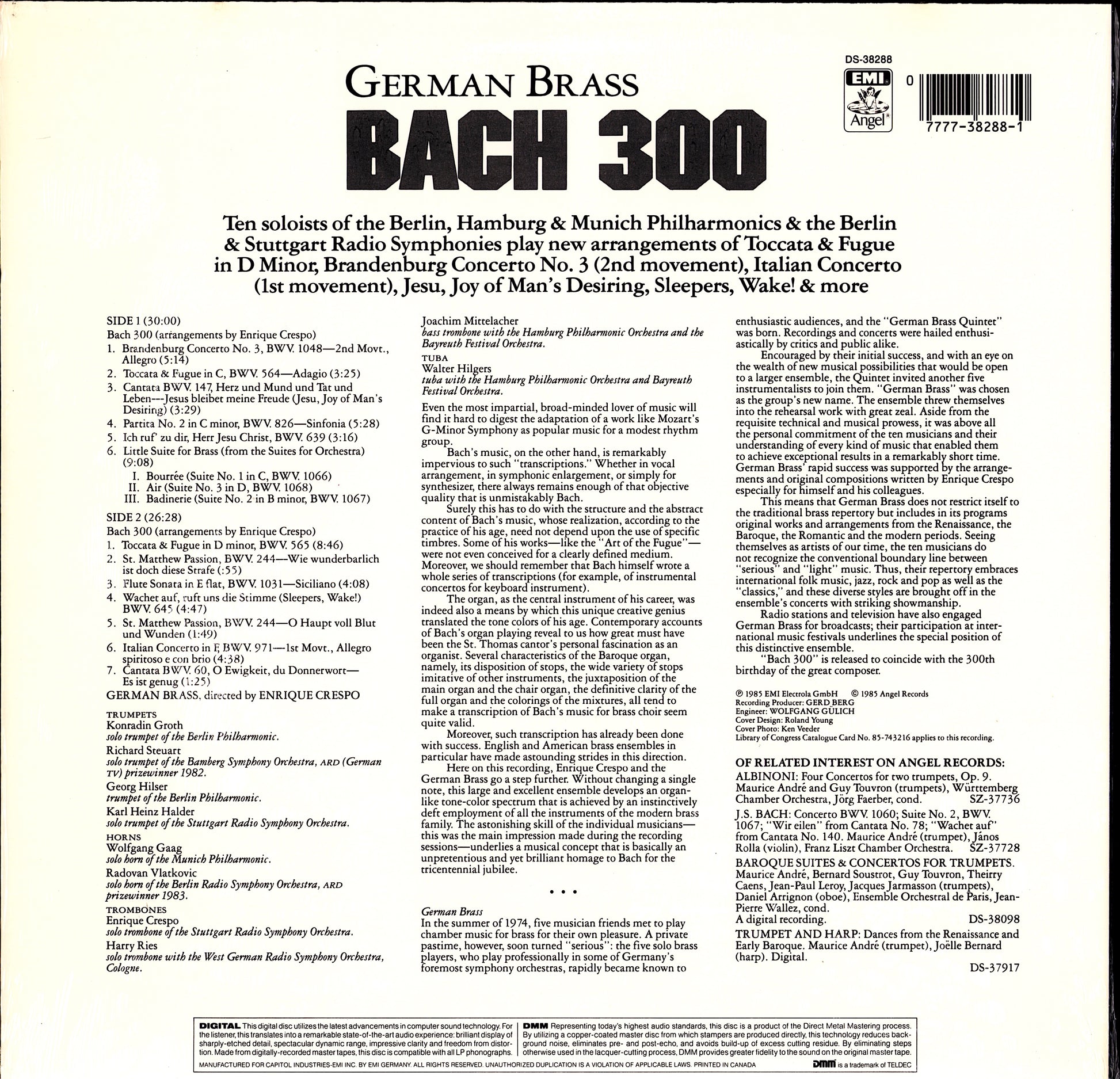 German Brass – Bach 300 Vinyl LP | EU Original | 1985