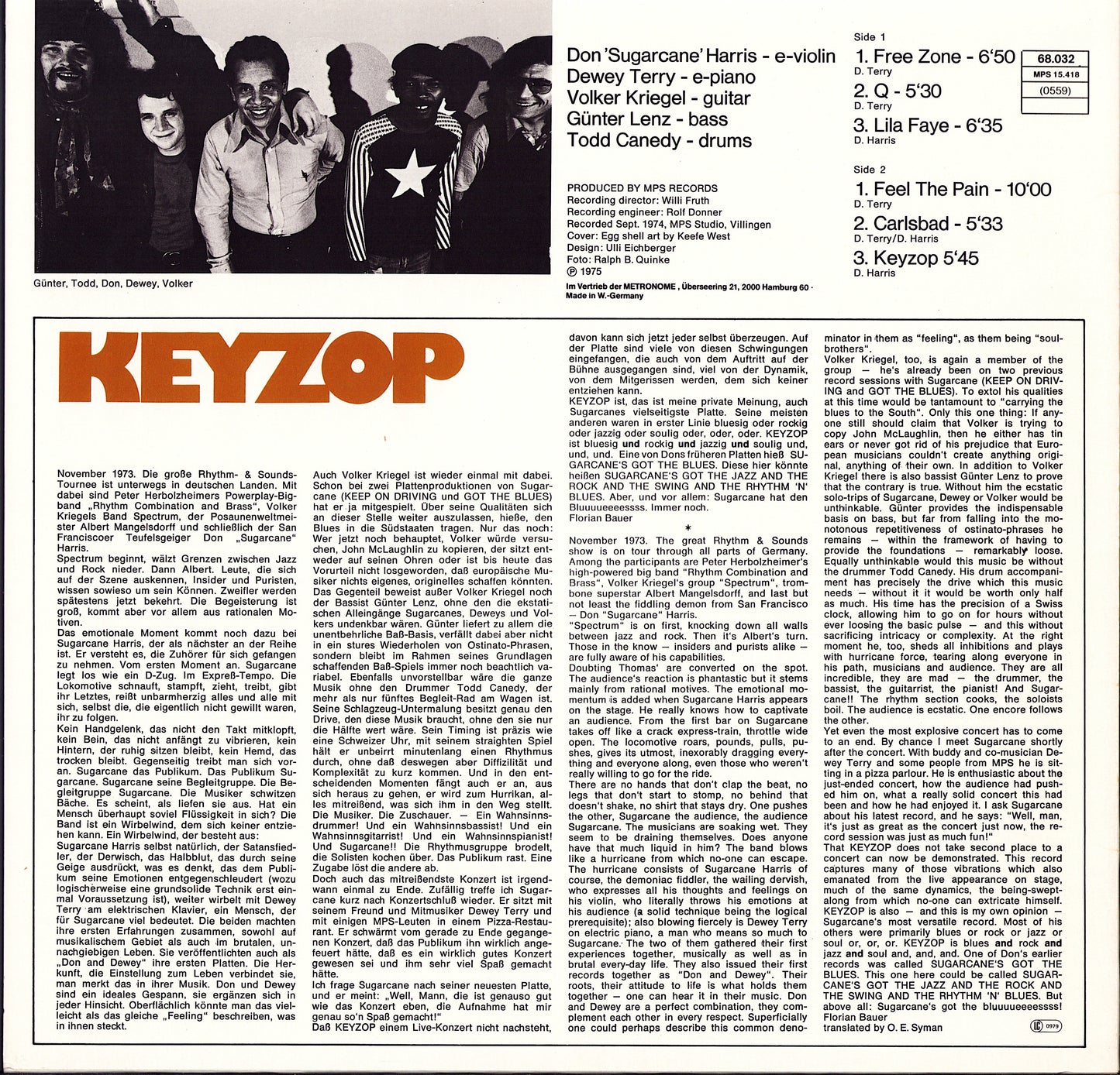 Don Sugarcane Harris - Keyzop Vinyl LP