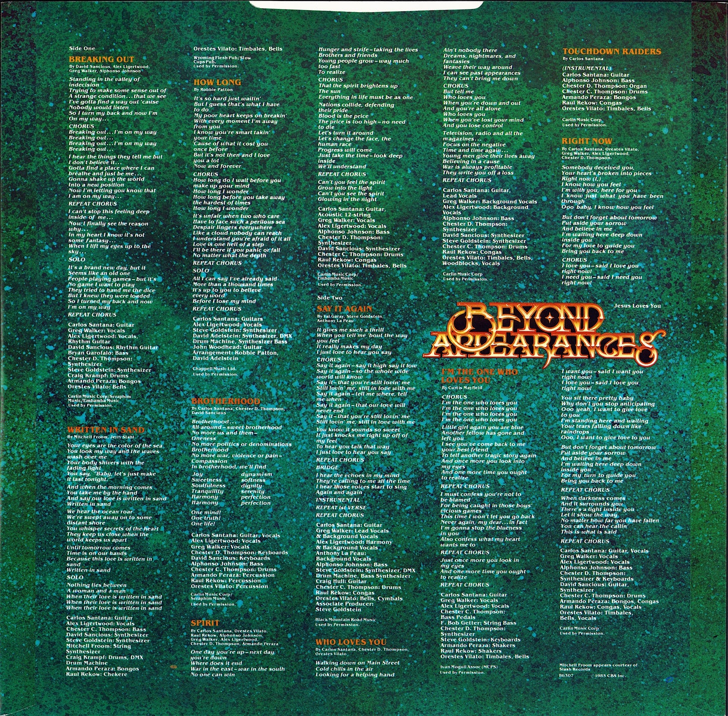 Santana ‎- Beyond Appearances Vinyl LP