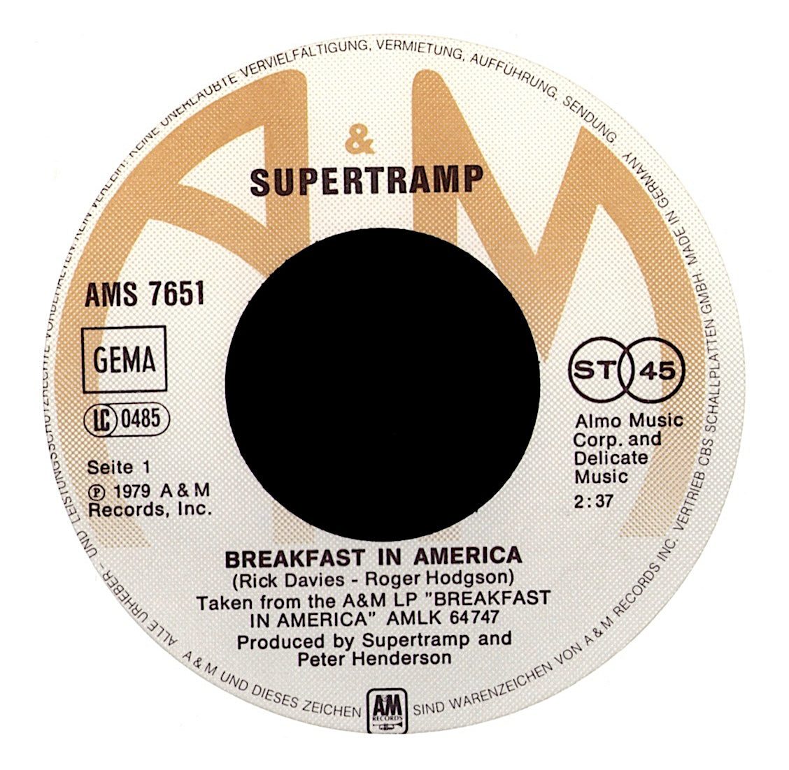 Supertramp – The Logical Song 7" Vinyl Single Kopie