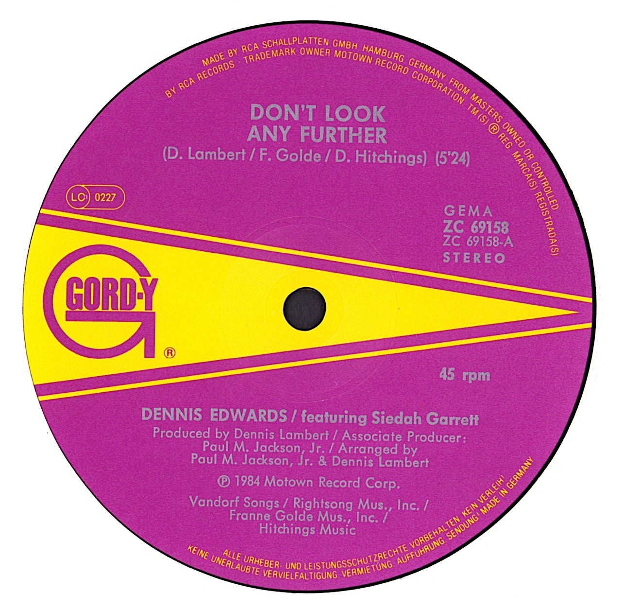 Dennis Edwards - Don't Look Any Further Vinyl 12" Maxi-Single