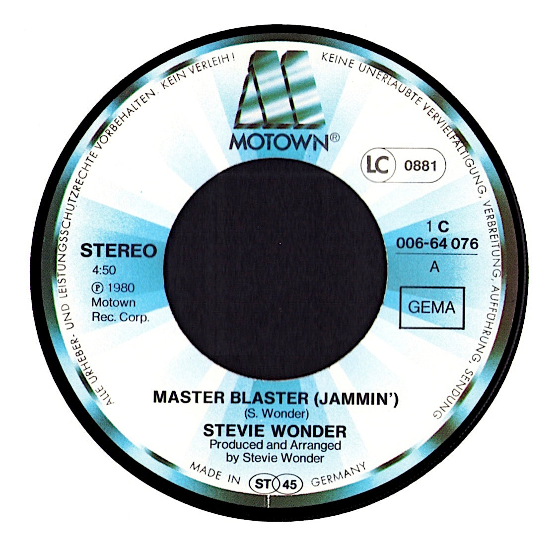 Stevie Wonder – Master Blaster Jammin' Vinyl 7" | DE Original | 1980