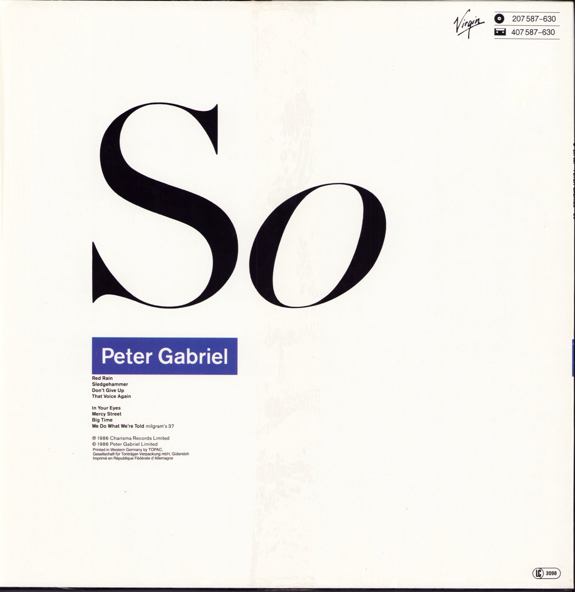 Peter Gabriel – So Vinyl LP