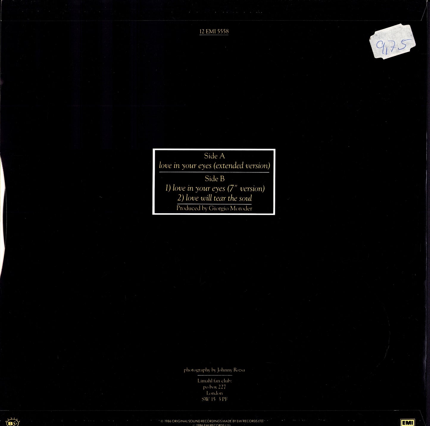 Limahl – Love In Your Eyes Vinyl 12" | UK Original | 1986