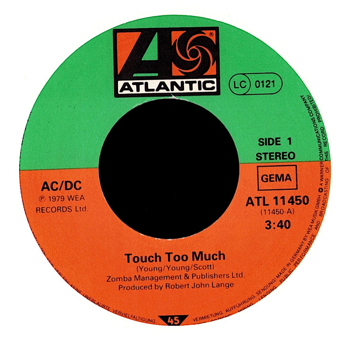 AC/DC – Touch Too Much Vinyl 7" | DE Original | 1980