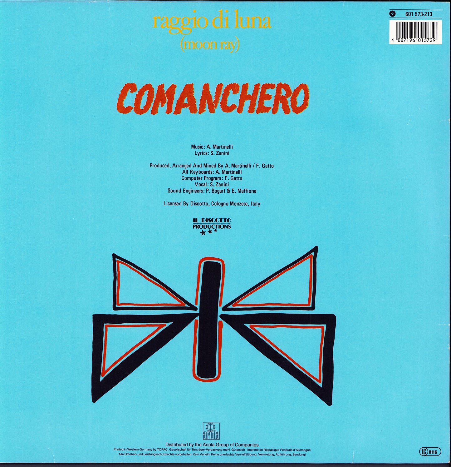 Raggio Di Luna Moon Ray - Comanchero Vinyl 12" Maxi-Single