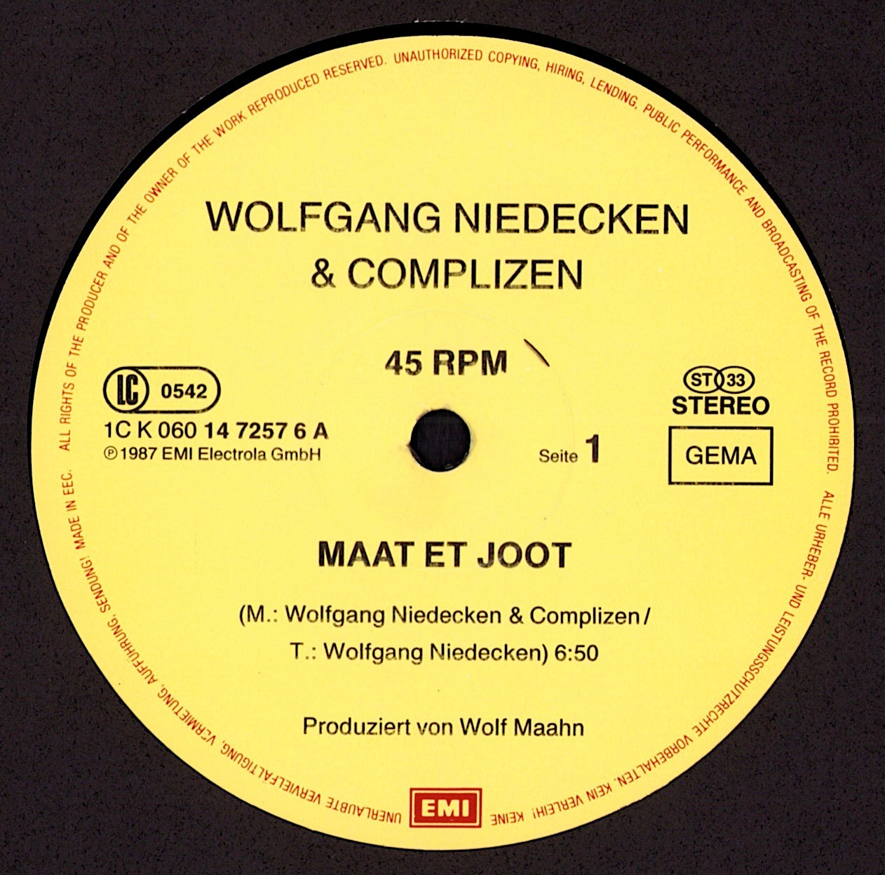 Wolfgang Niedecken & Complizen – Maat Et Joot Hano-Mega-Mix Vinyl 12" | DE Original | 1987
