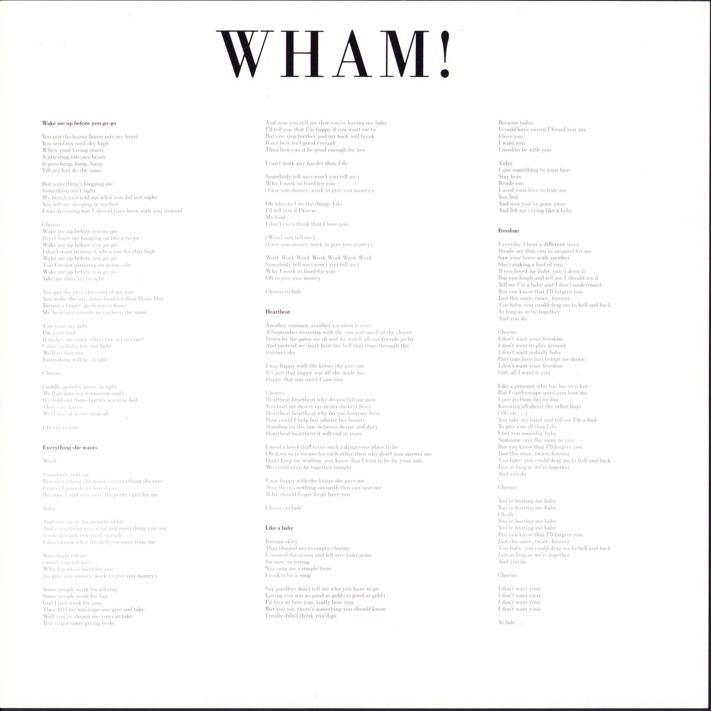 Wham! – Make It Big Vinyl LP