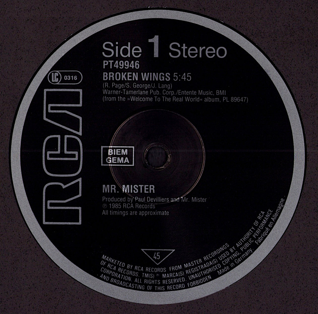 Mr. Mister – Broken Wings Extended Version Vinyl 12" | EU Original | 1985