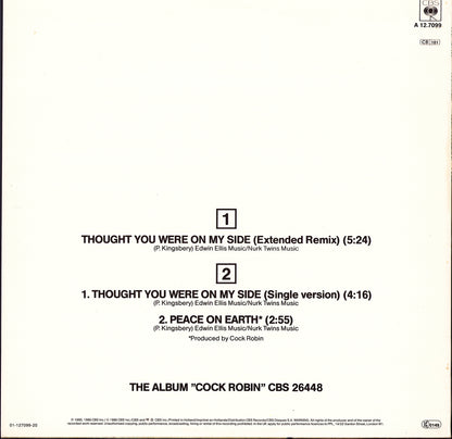 Cock Robin - Thought You Were On My Side Extended Re-mix Vinyl 12" Maxi-Single