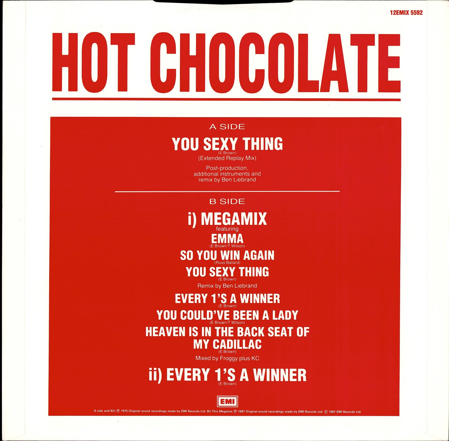Hot Chocolate – You Sexy Thing Extended Replay Mix / Megamix Vinyl 12" | UK Original | 1987