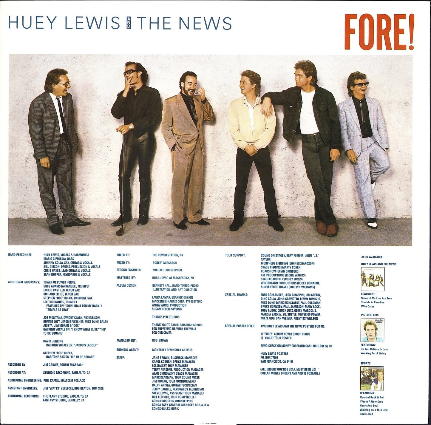 Huey Lewis And The News ‎– Fore! Vinyl LP