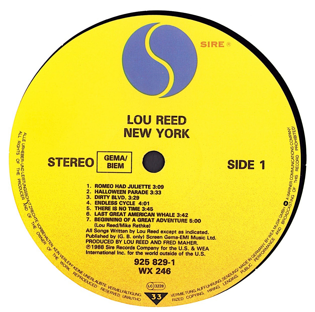 Lou Reed – New York Vinyl LP