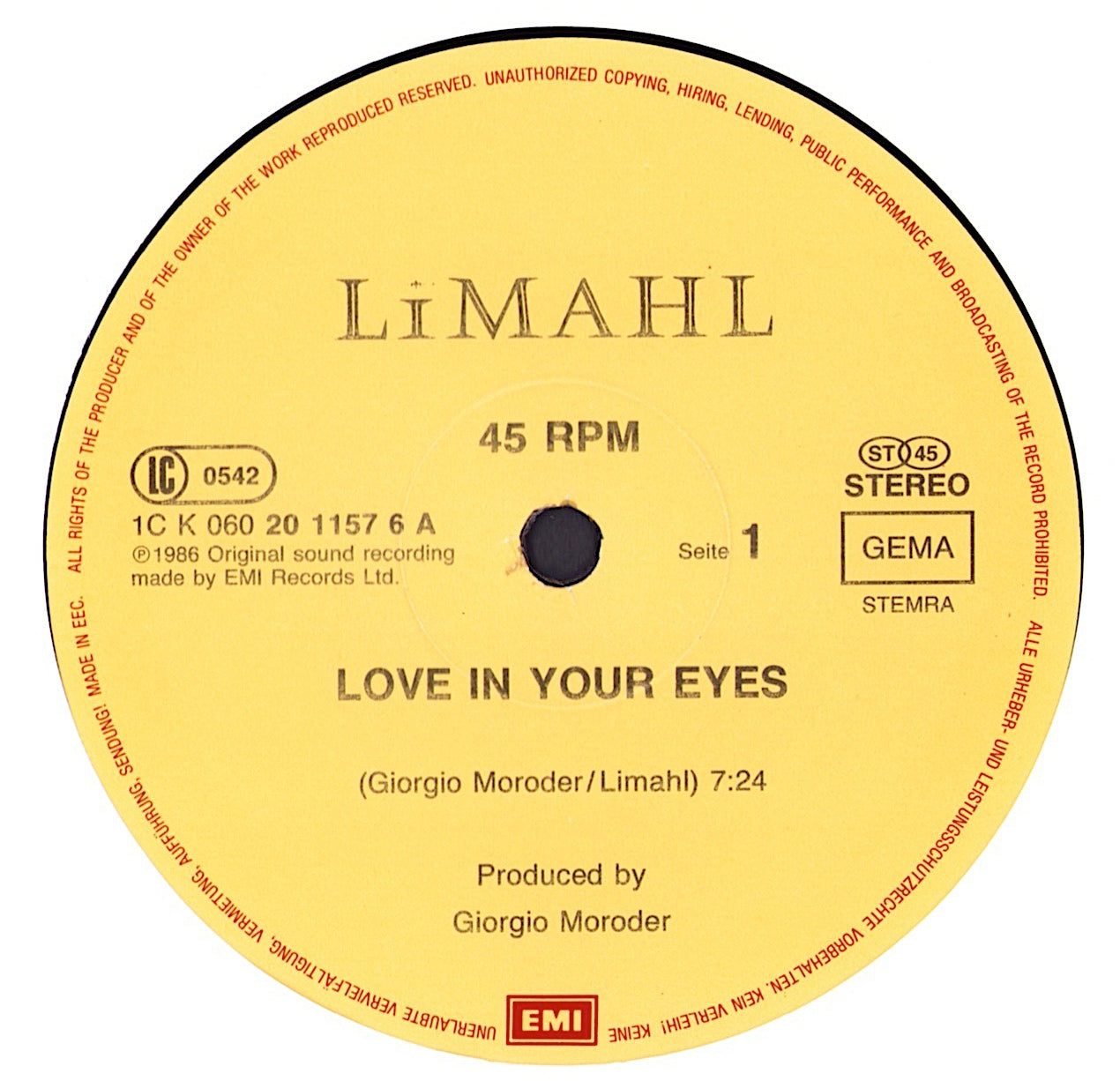 Limahl - Love In Your Eyes Vinyl 12" Maxi-Single