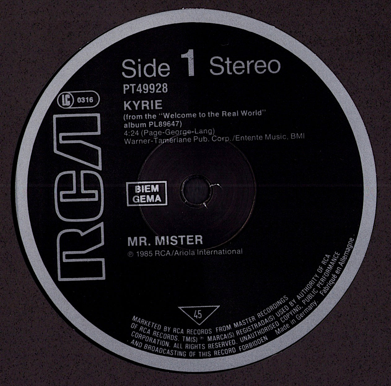 Mr. Mister – Kyrie Vinyl 12" Maxi-Single | EU Original | 1986