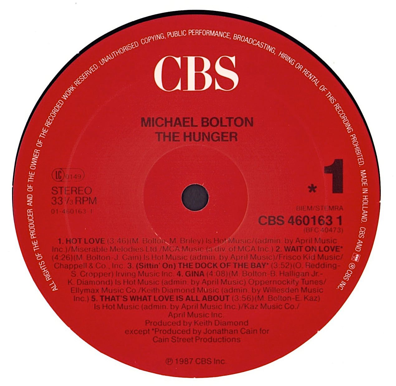 Michael Bolton ‎– The Hunger Vinyl LP