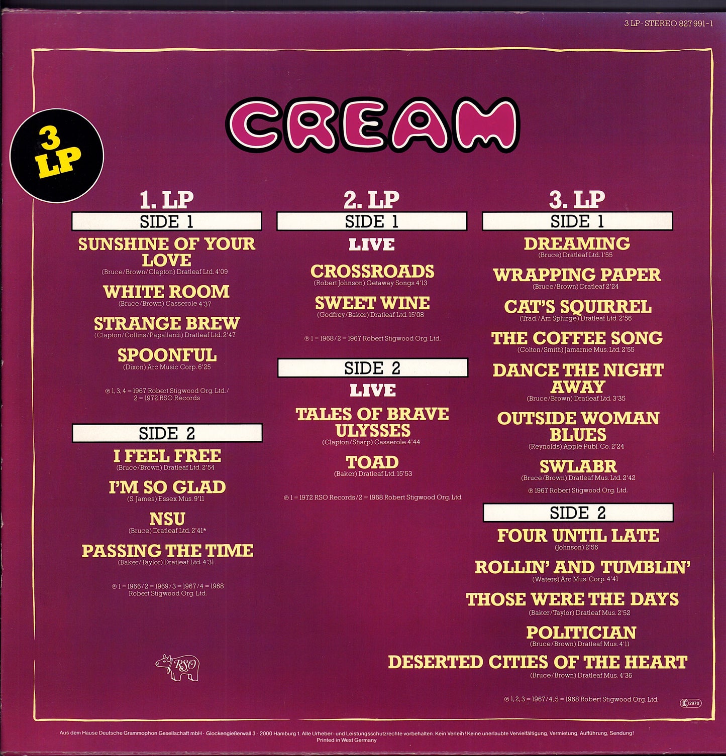 Cream - Cream Vinyl 3LP