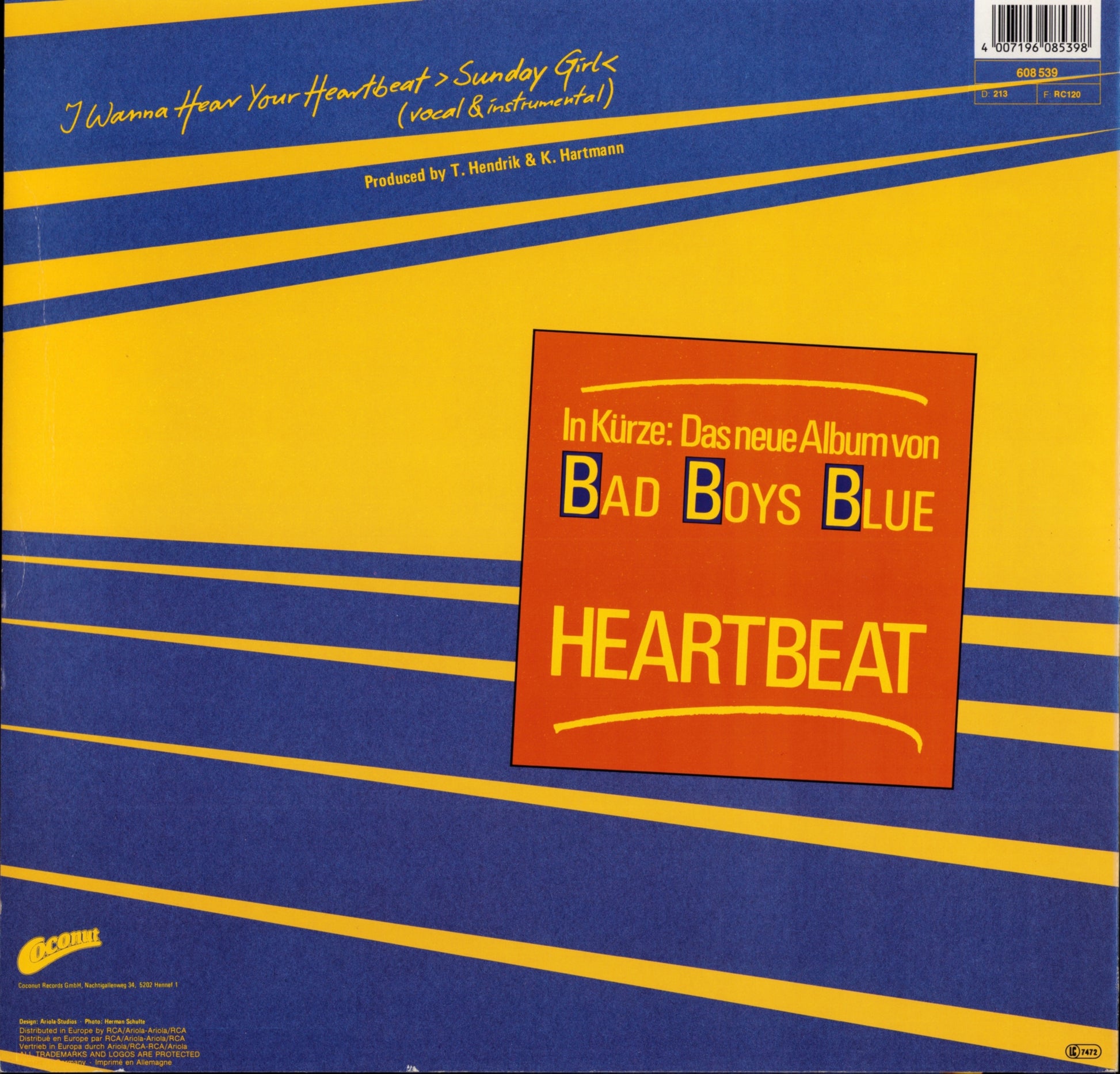 Bad Boys Blue – I Wanna Hear Your Heartbeat ›Sunday Girl‹ Vinyl 12" | Germany Original | 1986