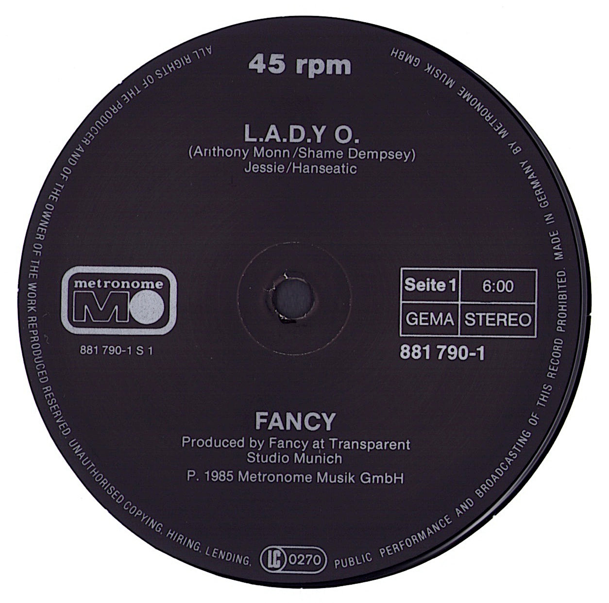 Fancy - L.A.D.Y O. Vinyl 12"