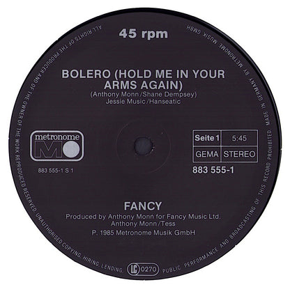 Fancy - Bolero Hold Me In Your Arms Again Vinyl 12"