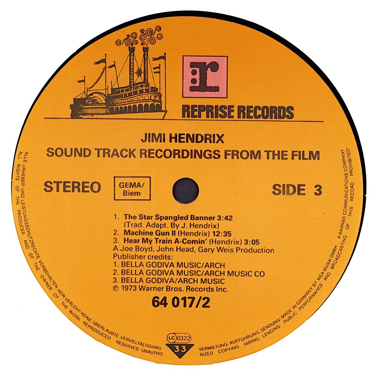 Jimi Hendrix ‎- Sound Track Recordings From The Film "Jimi Hendrix"