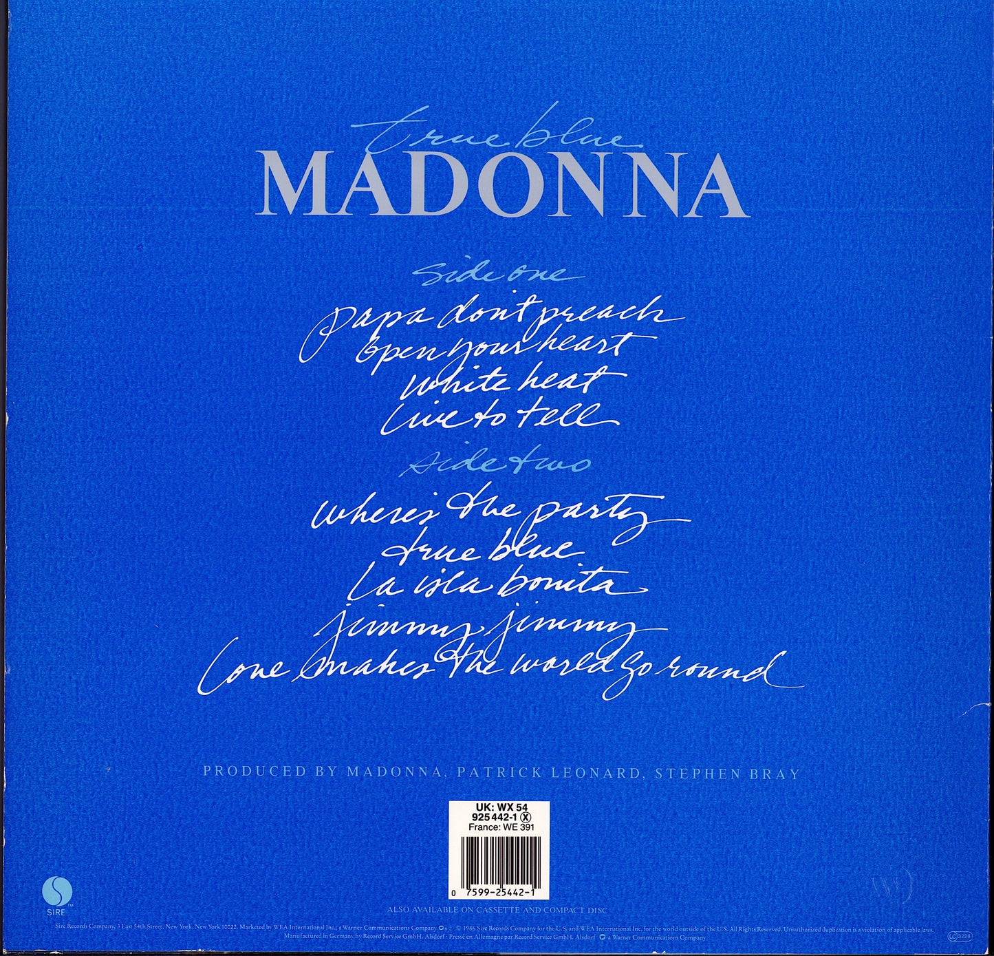 Madonna - True Blue Vinyl LP