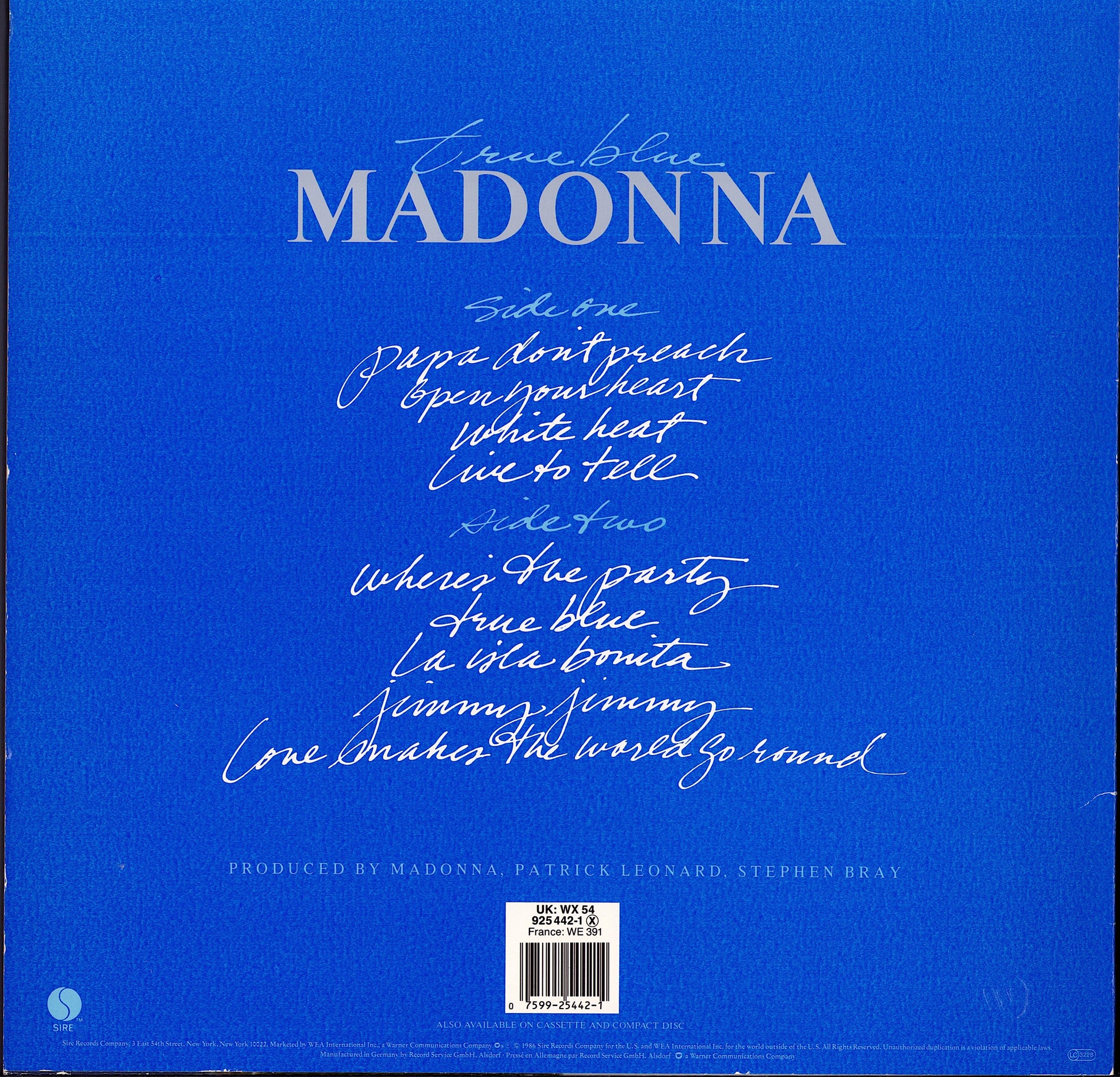 Madonna - True Blue Vinyl LP