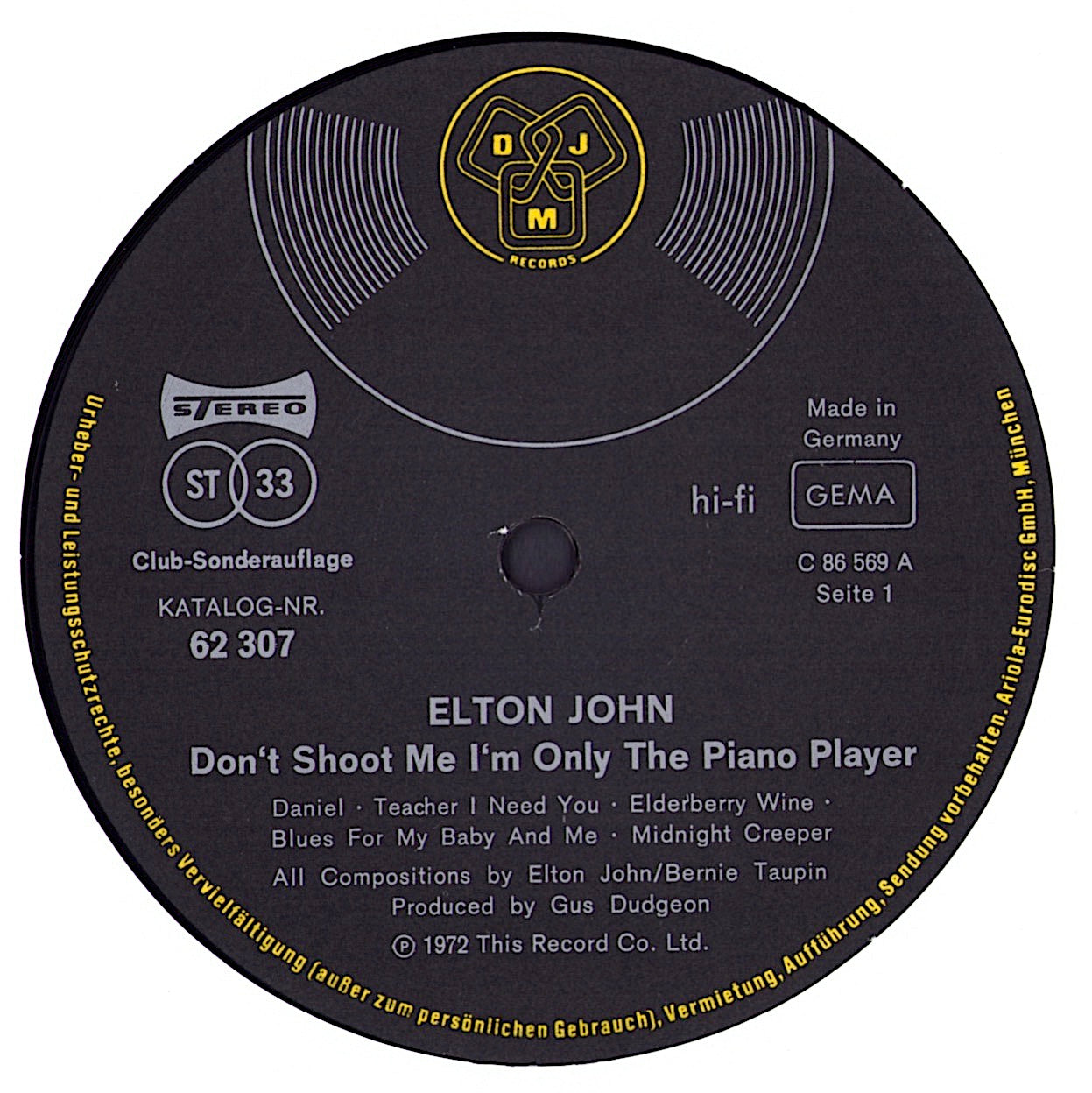 Elton John – Don't Shoot Me I'm Only The Piano Player Vinyl LP