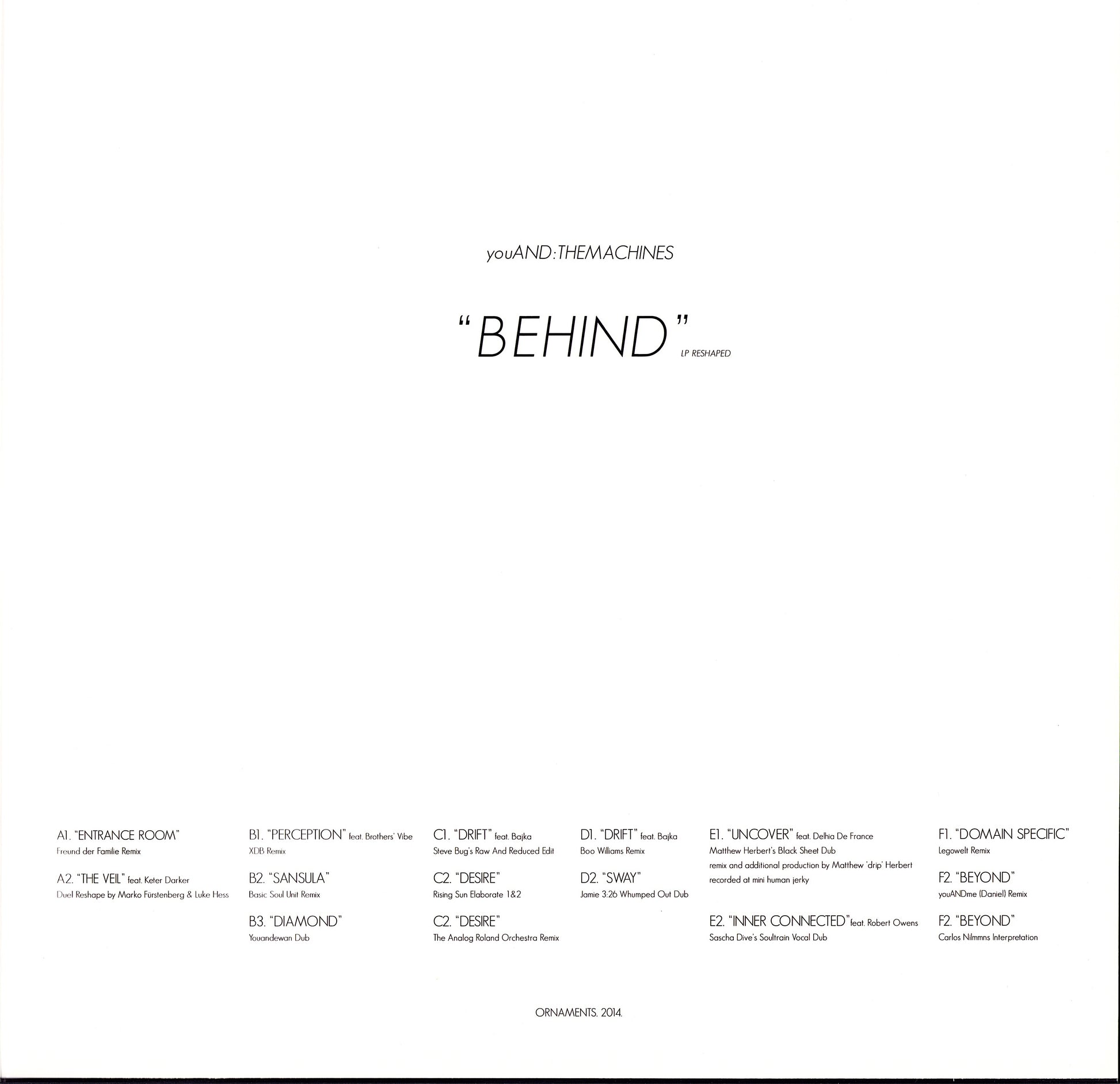 youAND:THEMACHINES - Behind LP Reshaped