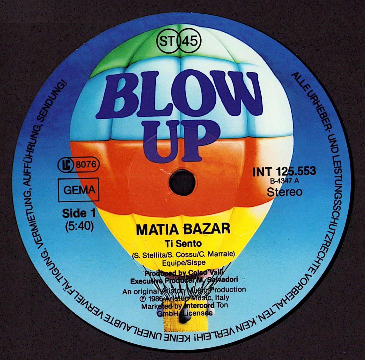 Matia Bazar – Ti Sento Vinyl 12" | Germany Original | 1986