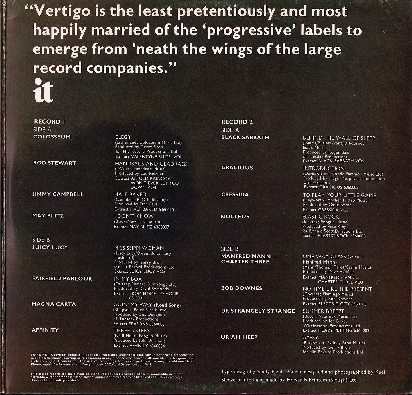 The Vertigo Annual 1970 Vinyl 2LP