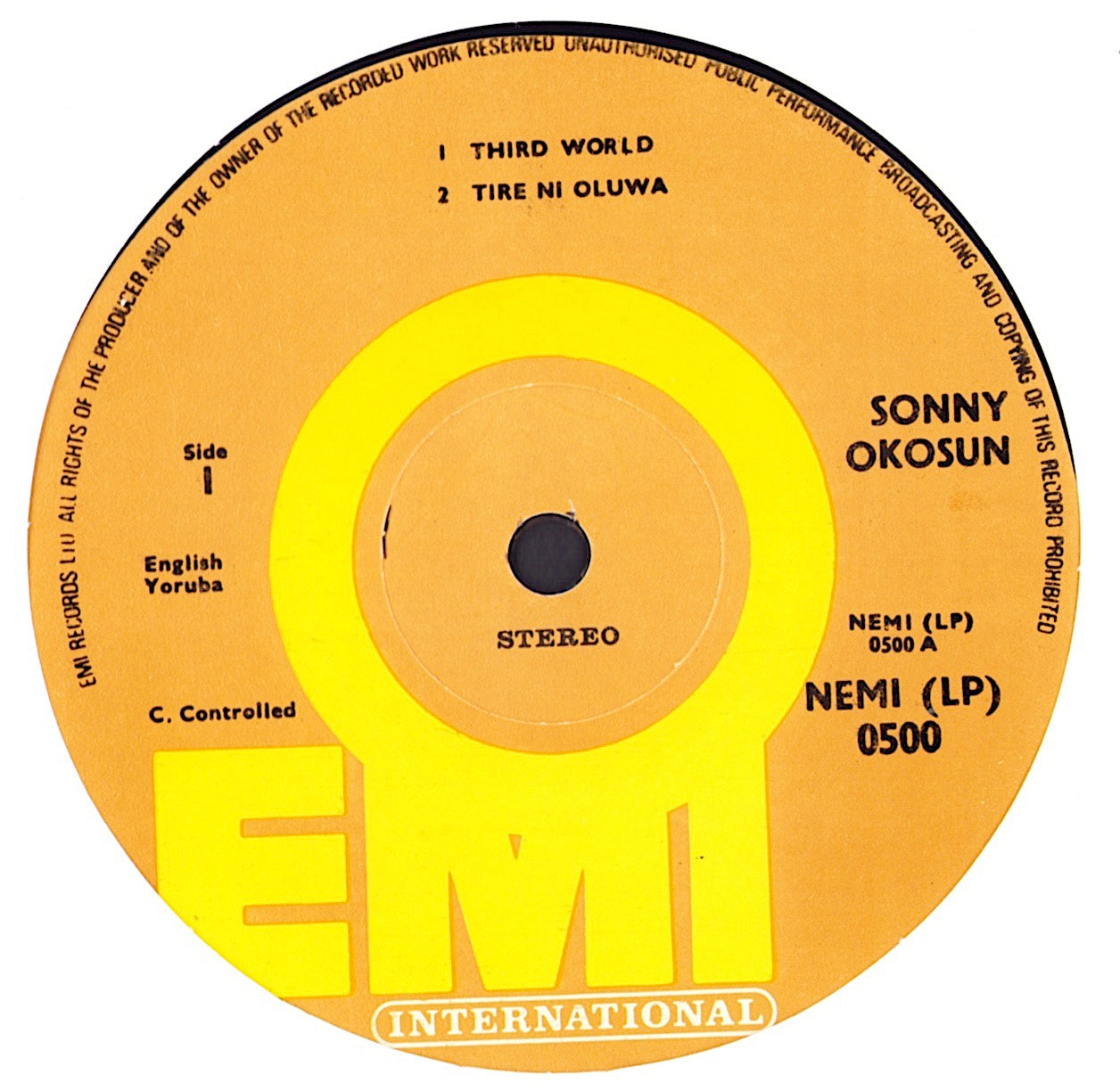 Sonny Okosun's Ozziddi – 3rd World Vinyl LP