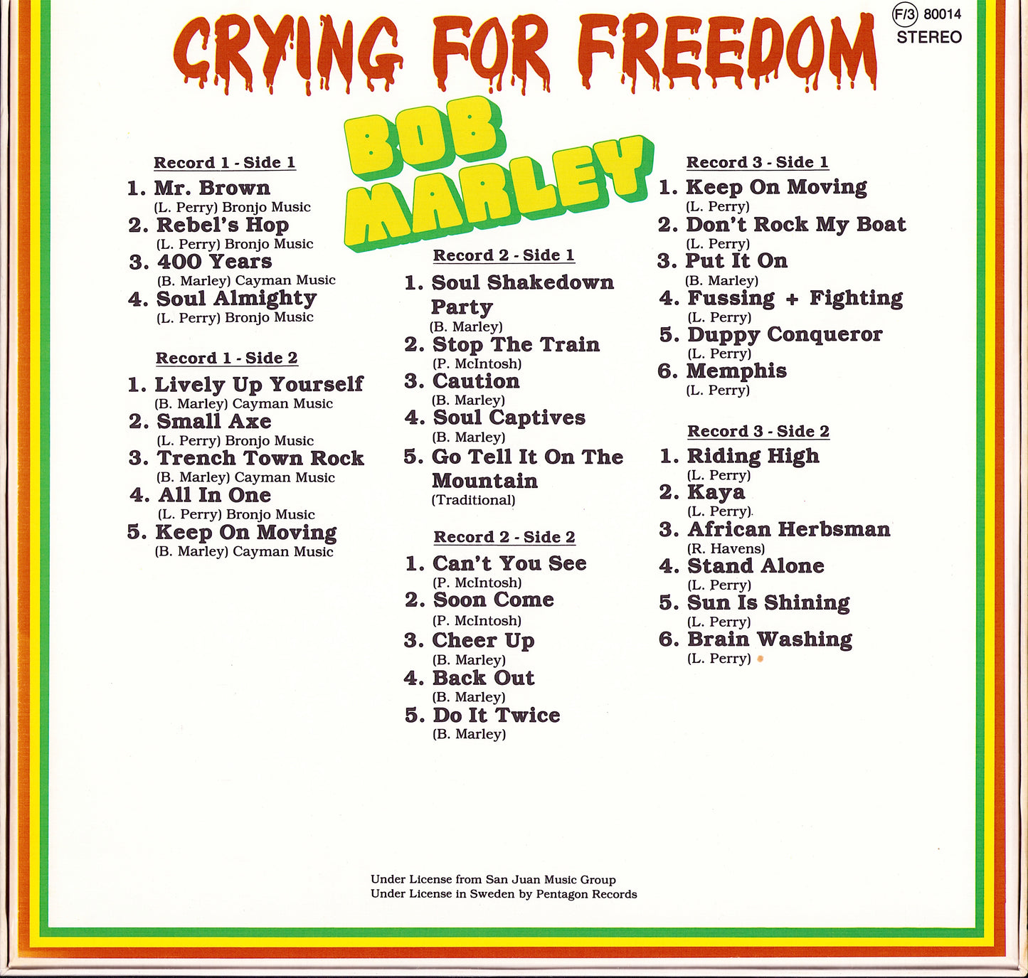 Bob Marley – Crying For Freedom Vinyl 3LP