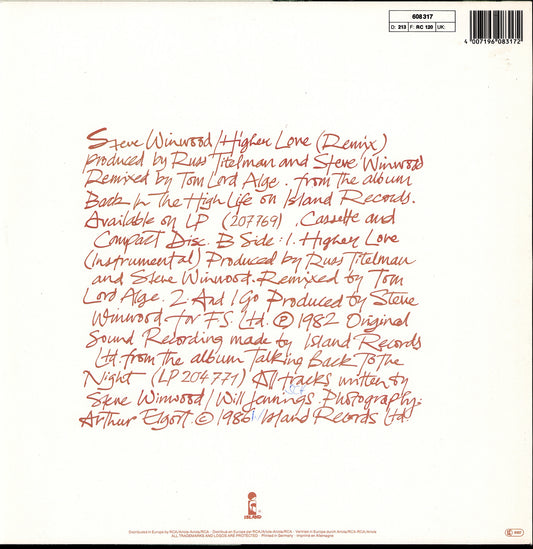 Steve Winwood – Higher Love Vinyl 12" Maxi-Single | EU Original | 1986