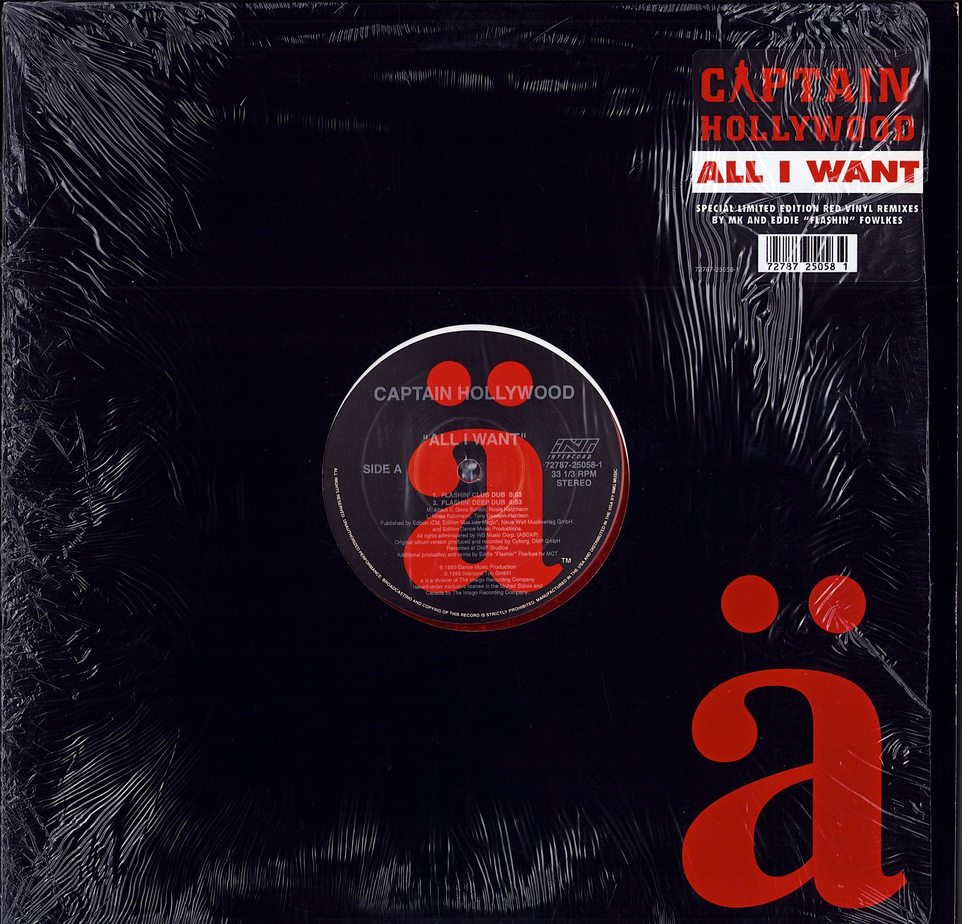 Captain Hollywood Project – All I Want Red Translucent Vinyl 12" Limited Edition