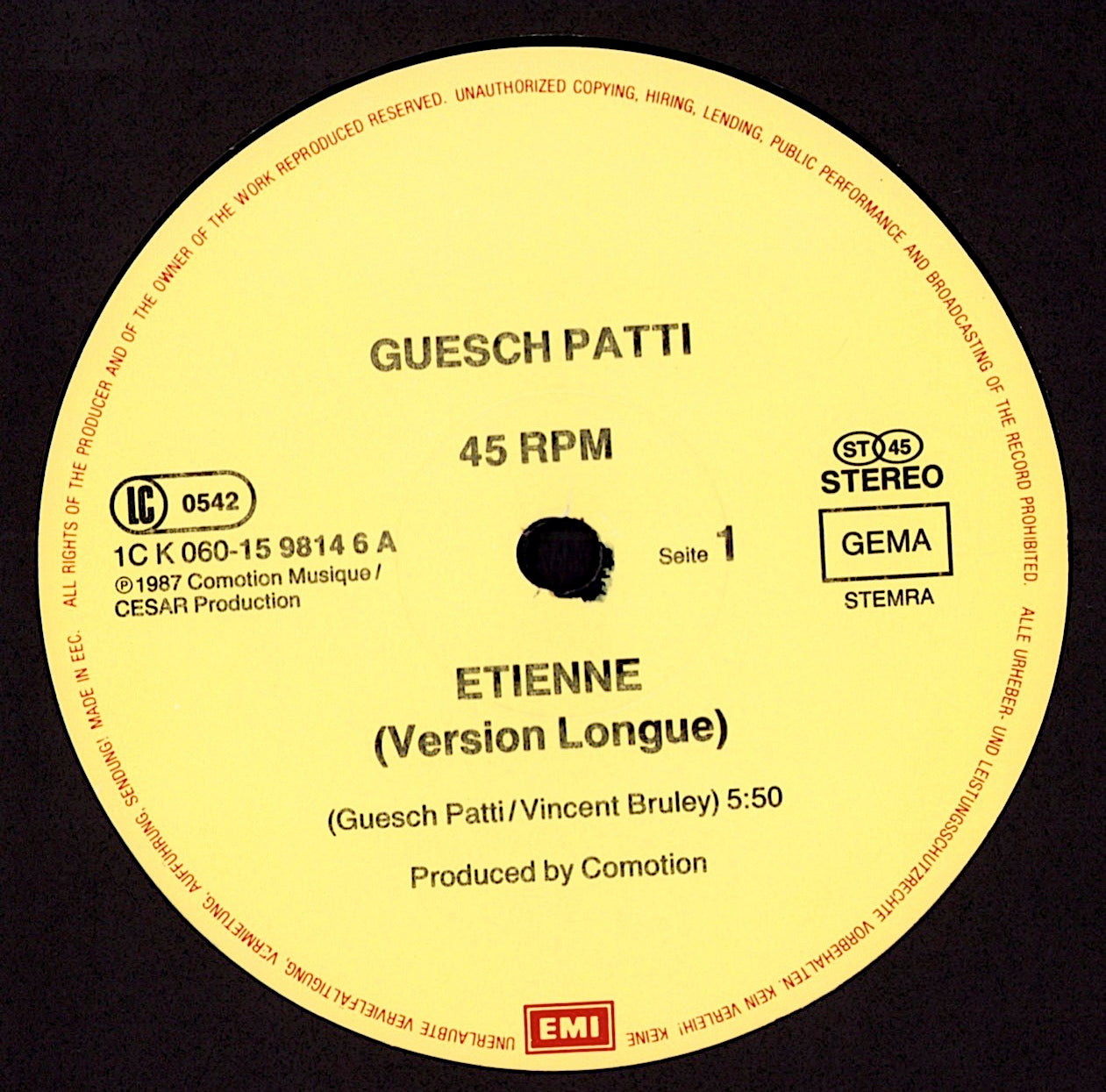 Guesch Patti – Etienne Vinyl 12" | EU Original | 1987