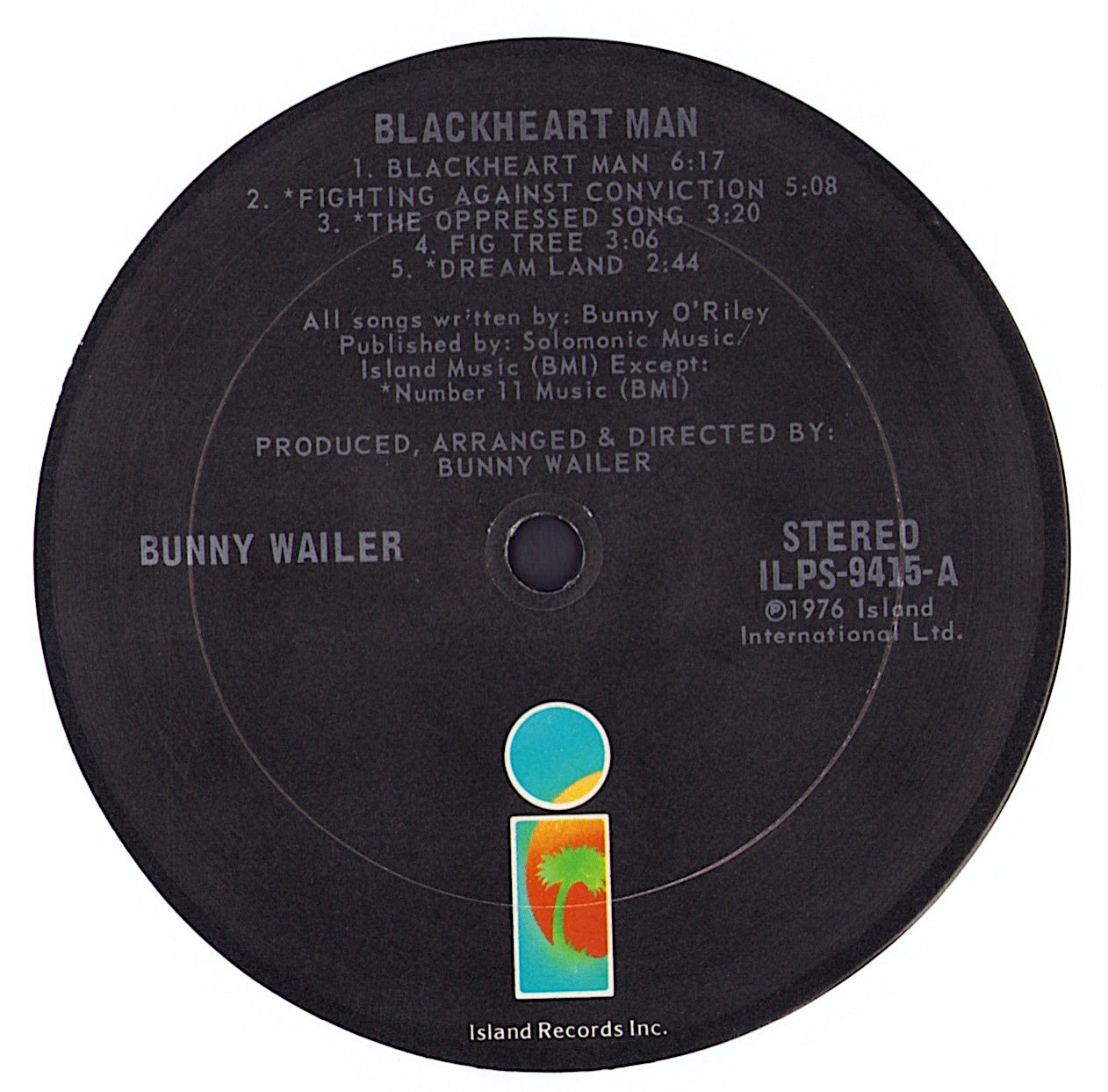 Bunny Wailer ‎- Blackheart Man Vinyl LP
