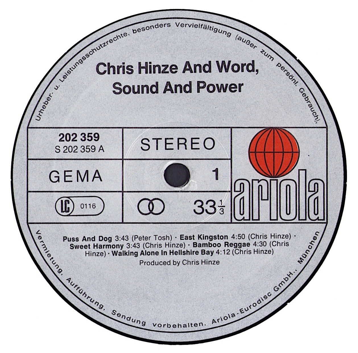 Chris Hinze And Word, Sound And Power – Word, Sound And Power Vinyl LP