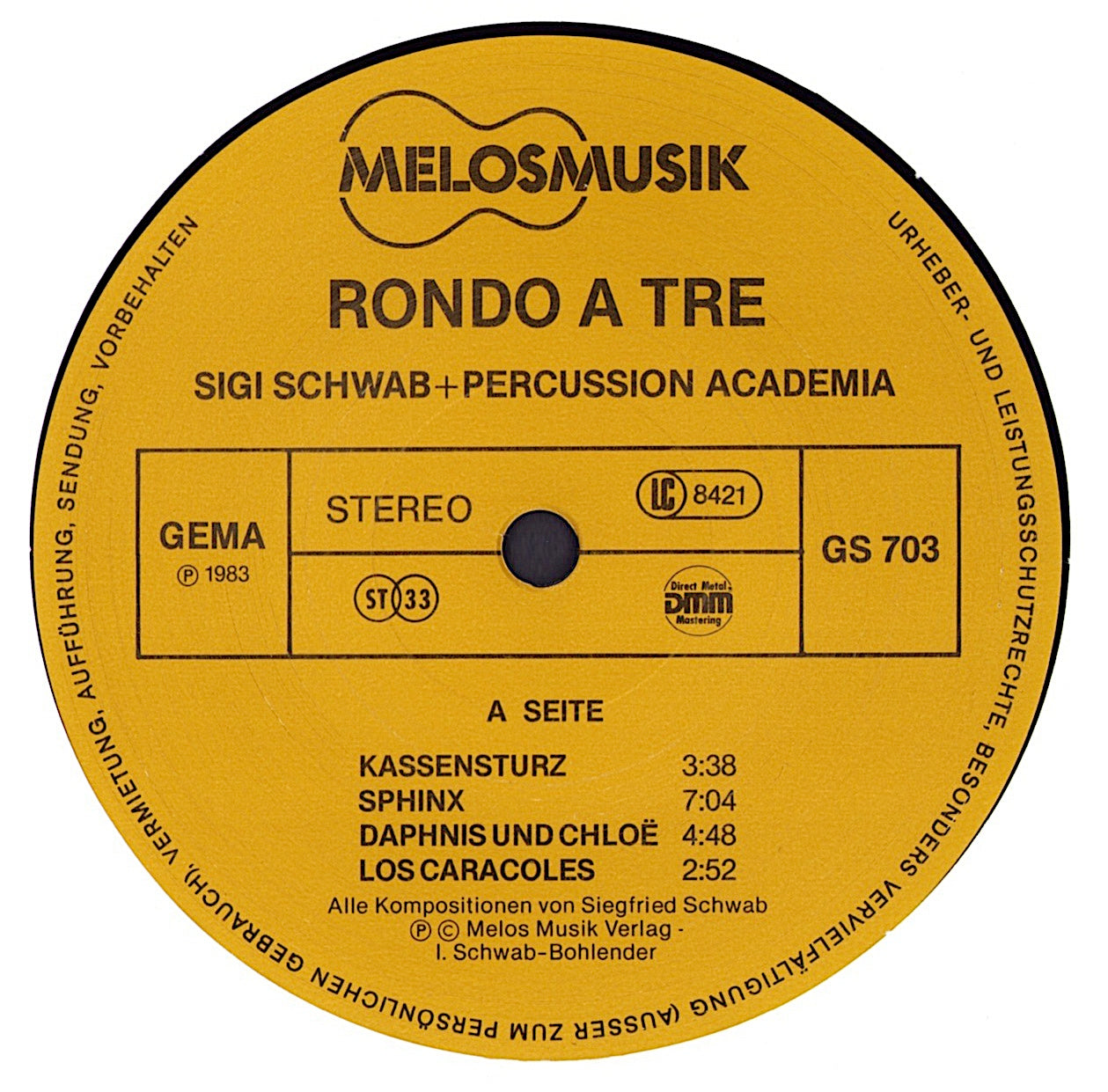 Sigi Schwab & Percussion Academia – Rondo A Tre Vinyl LP