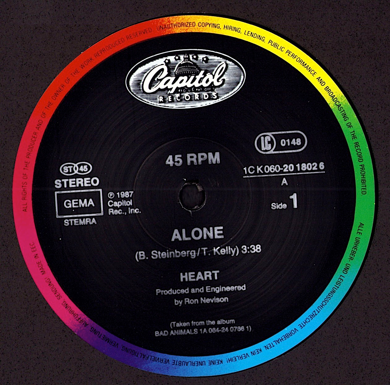 Heart – Alone Vinyl 12" | EU Original | 1987
