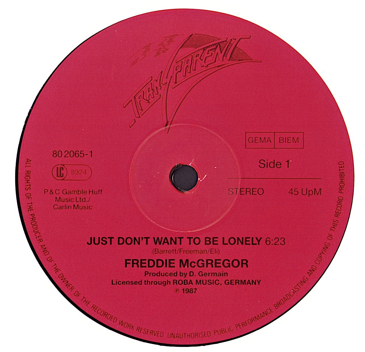 Freddie McGregor - Just Don't Want To Be Lonely Vinyl 12" Maxi-Single