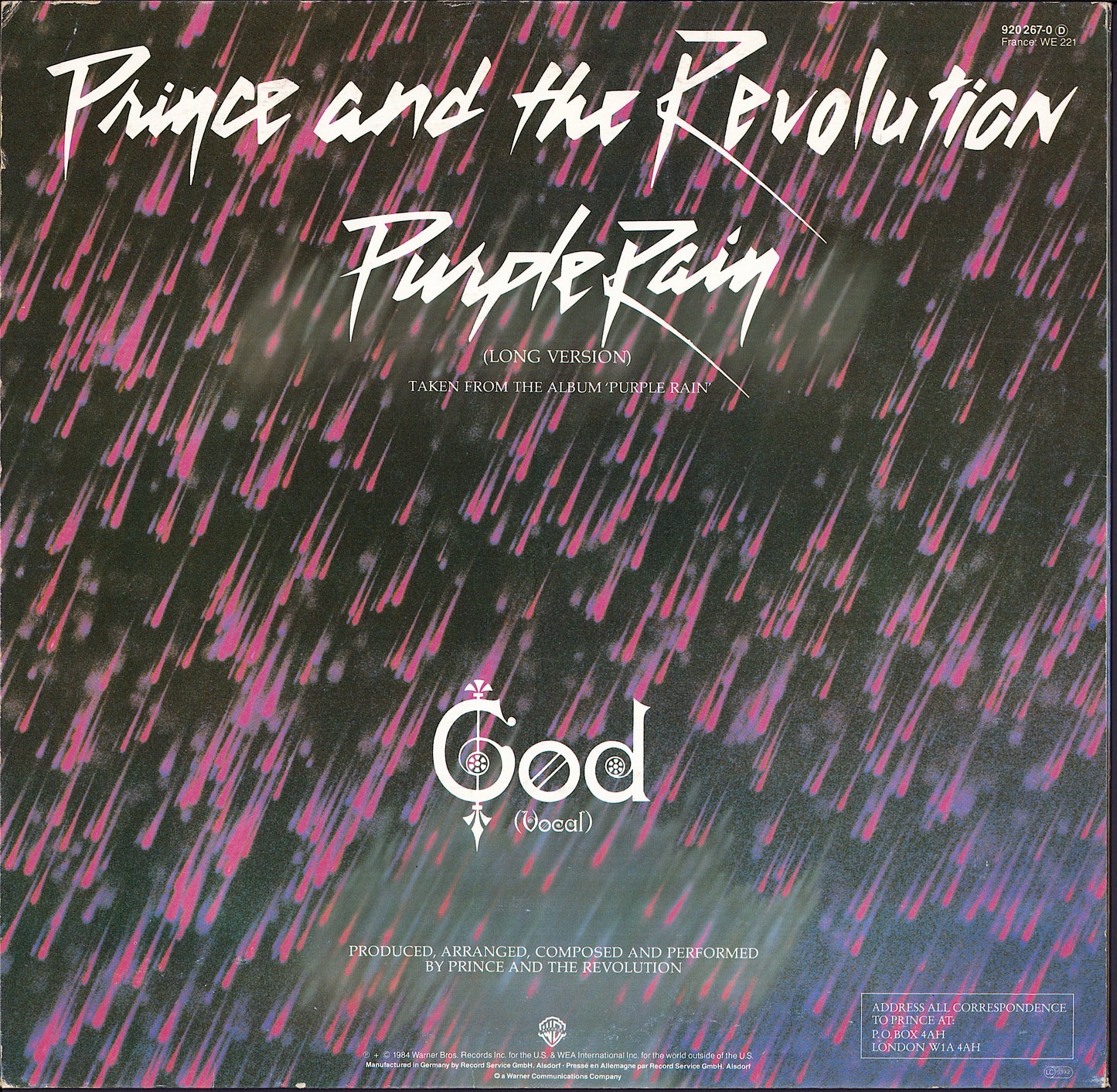 Prince And The Revolution ‎- Purple Rain Vinyl 12" Maxi-Single