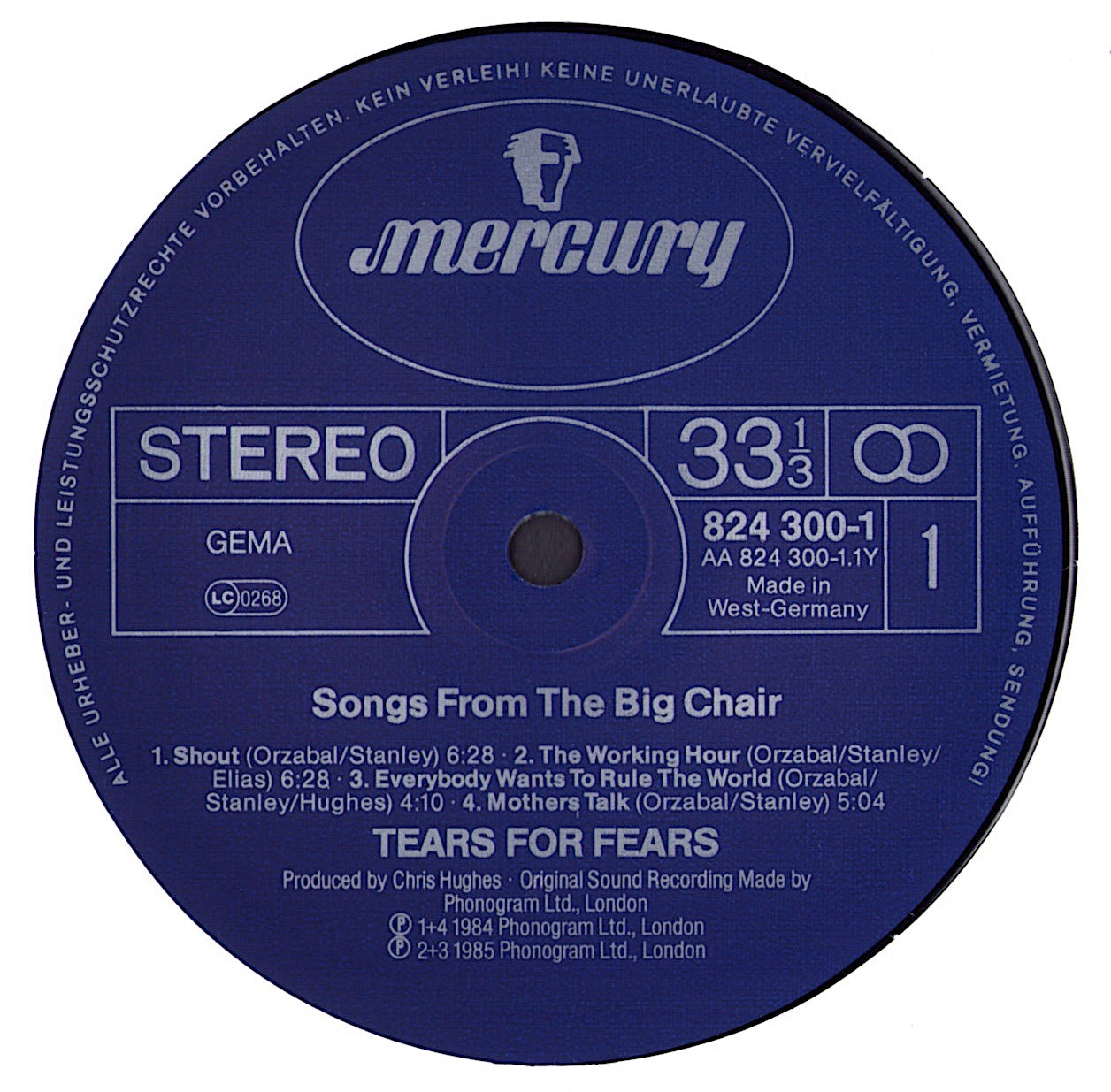 Tears For Fears - Songs From The Big Chair Vinyl LP